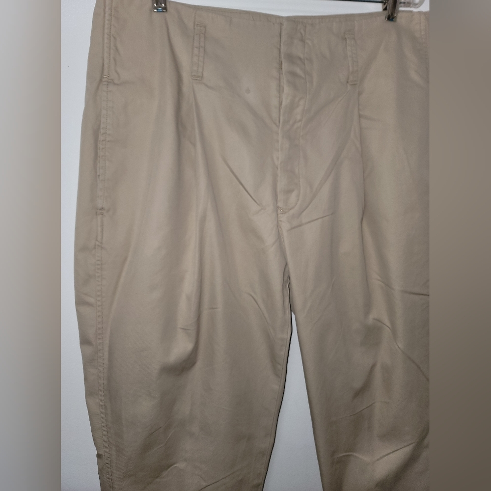 Polo Ralph Lauren Khaki Cotton Button Fly Pleated Cropped Pants Size 12 - Picture 6 of 16